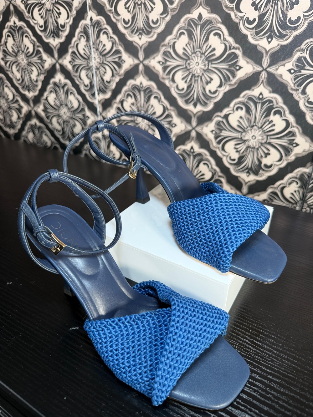 Blue Woven Slingback Heel Sandals - Elegant Women's Dress Heels